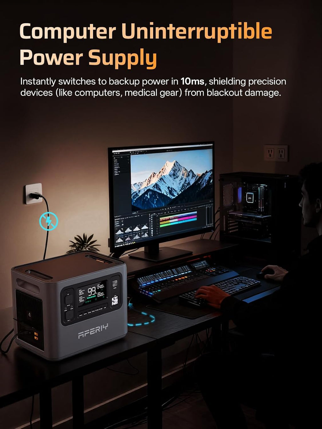 AFERIY P280 Portable Power Station 2800W (Peak 5600W),2048Wh LiFePO4 Battery,Expandable to 10kWh,0-80% Charge in 38 Min,UPS Dual Solar Input Solar Generator for Home Use,Power Outages,Camping,and RVs