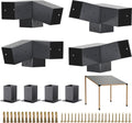Pergola Kit - 3-Way Slanted Brackets, Powder-Coated, 4' x 4' (Actual: 3.5x3.5 Inch), Hardware for Outdoor Wood Pergolas, Gazebos, Sheds (8 pcs)