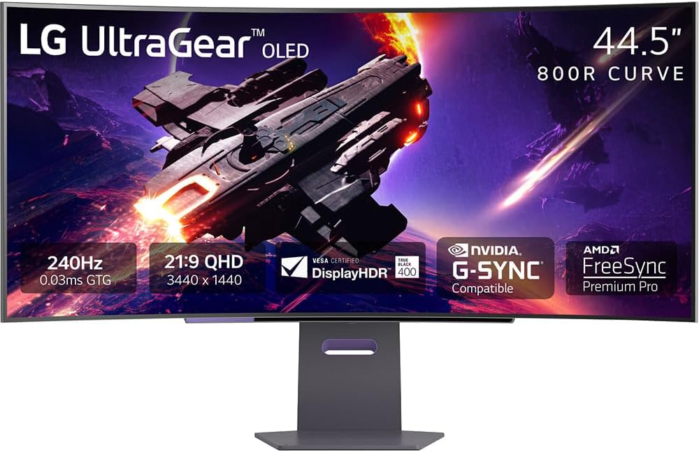 LG 45 inch Ultragear 1440p 240 Hz OLED Curved Gaming Monitor Bundle with Tech Smart USA Elite Suite 18, 2X HDMI Cable & Deco Gear CPS Exclusive 26 Month Protection Pack (BEACH-CPS-26M2000)