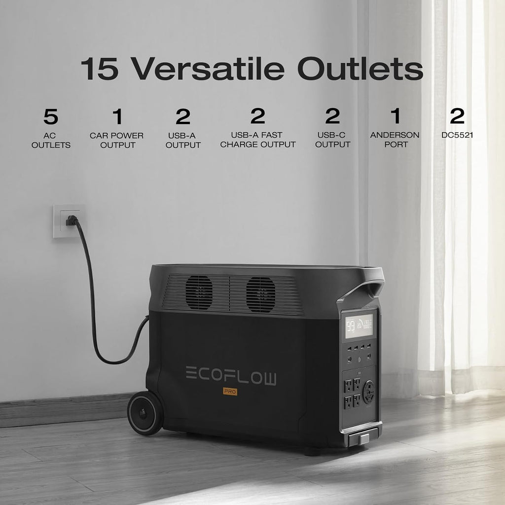EF ECOFLOW 10.8kWh Portable Power Station: DELTA Pro with 2 Extra Battery, 120V Lifepo4 Battery Backup with Expandable Capacity, Solar Generator for Home Use, Power Outage, Camping, RV, Emergencies