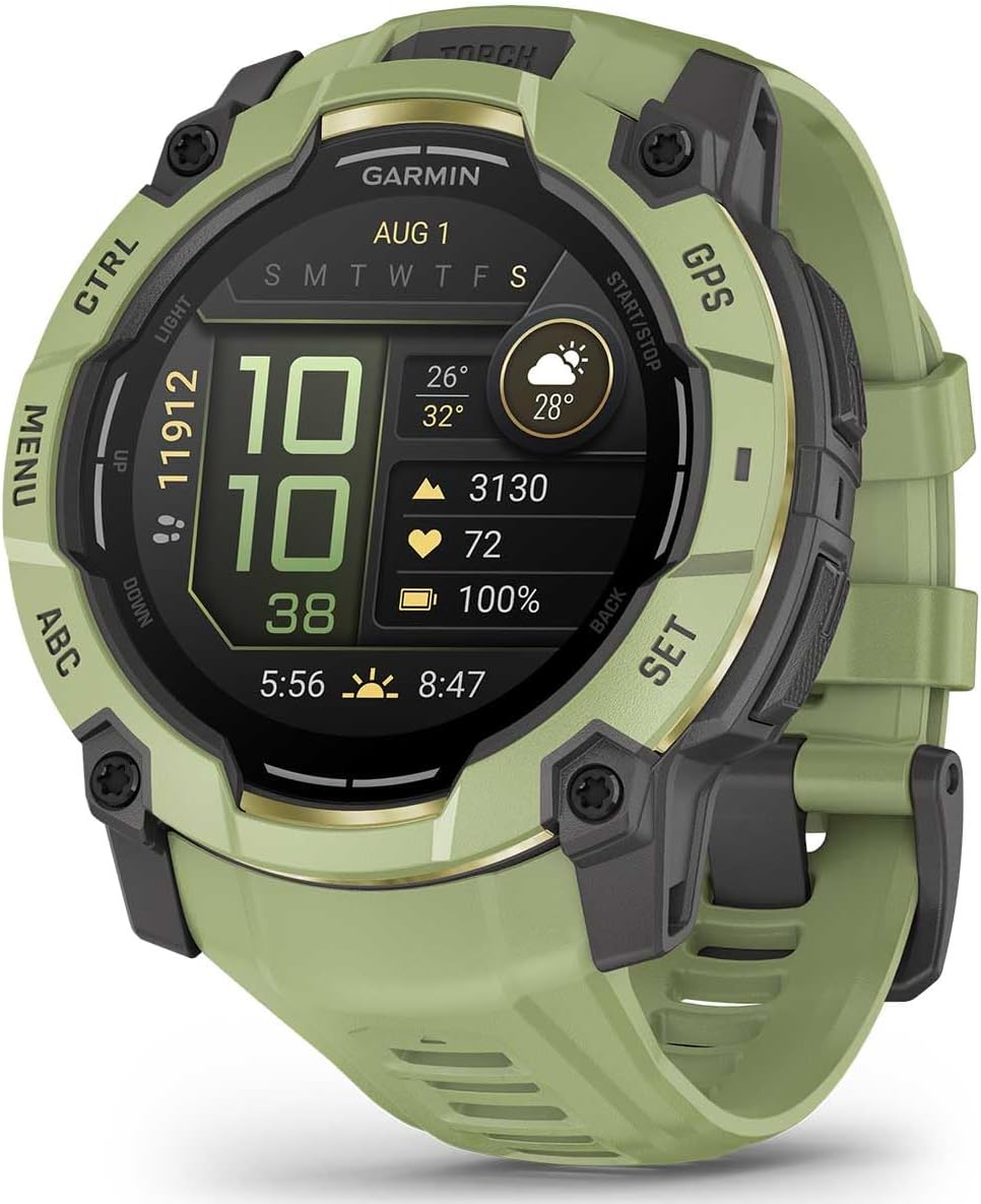 Garmin Instinct 3 Alpine Rush AMOLED (Fern Green, 50 mm) Outdoor GPS Smartwatch Bundle - Built-in Flashlight, 24/7 Health & Wellness Monitoring with PlayBetter Portable Charger & HD Screen Protectors