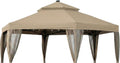Garden Winds Reinforced RipLock 350 Replacement Canopy Top Cover Compatible with Hexagon Solar 10' Gazebo Model GFS00679B - Beige