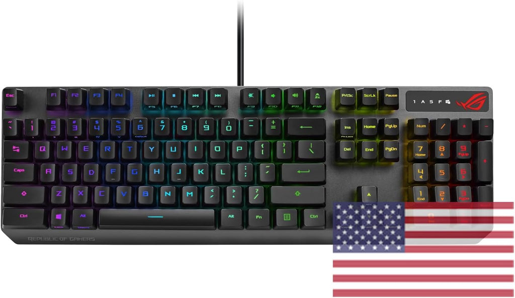 ASUS ROG Strix Scope RX Gaming Mechanical Keyboard, Red Optical Switches, USB 2.0 Passthrough, 2X Wider Ctrl Key, Aura Sync, Armoury Crate RGB Lighting, Black