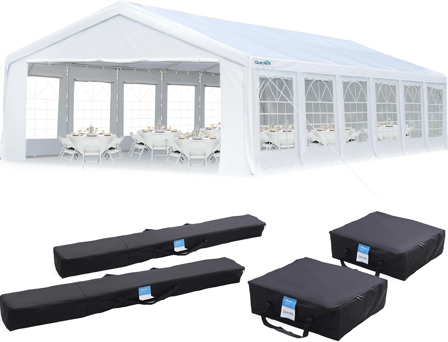 Quictent 20x40ft Party Tent Heavy Duty Outdoor Gazebo White Wedding Tent Canopy Event Shelter Carport with Removable Sidewalls& 6pcs Storage Bags