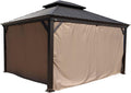 Kozyard 12' x 14'Outdoor Gazebo Privacy Curtain Sidewall, Waterproof Patio Privacy Curtain with Center-Zip Design, Replacement for Hardtop Gazebo Brown