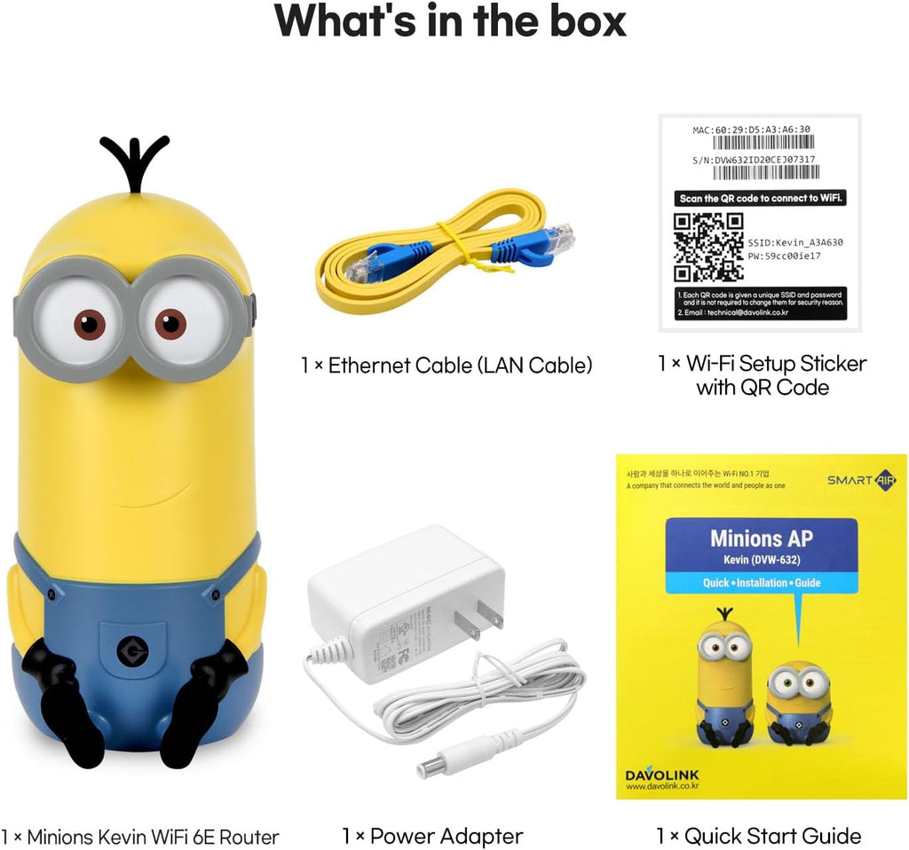 Davolink Minions Series WiFi 6 / 6E Gaming Router WiFi Extender Dual & Tri-Band Gigabit Wireless Internet Mesh System Fast 8K Streaming Low Latency WPA3 Secure Home Wi-Fi (Kevin)