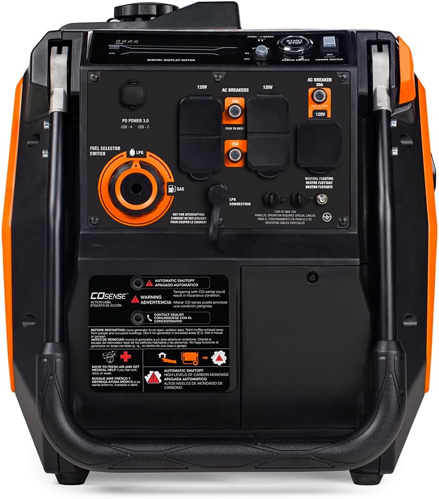 Generac 3,800-Watt Dual-Fuel Portable Inverter Generator - Gas and Propane Compatible - Quiet Operation - Clean, Stable Power - Great for Home Backup, Camping, and RV Use