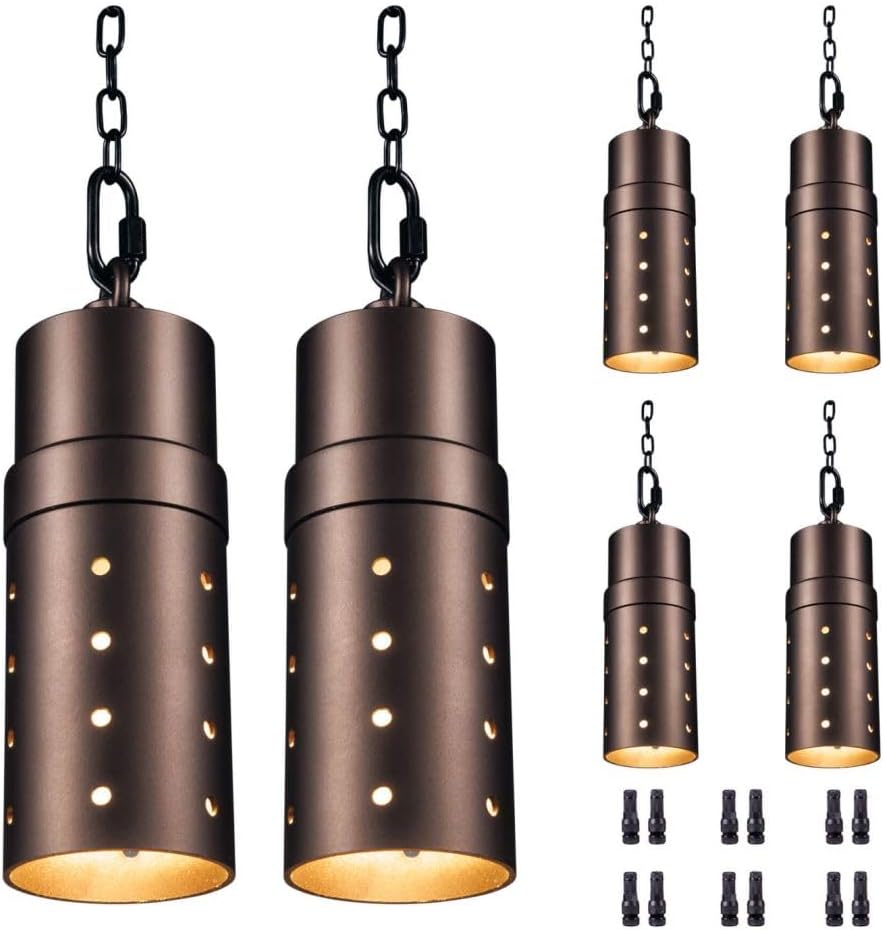 LED Landscape Pendant Lights, 12V Low Voltage Hardwired, 3CCT Selectable, Durable Aluminum Hanging Tree Light, IP65 Rated ORB for Outdoor Patio Shed Front Door 6 Pack