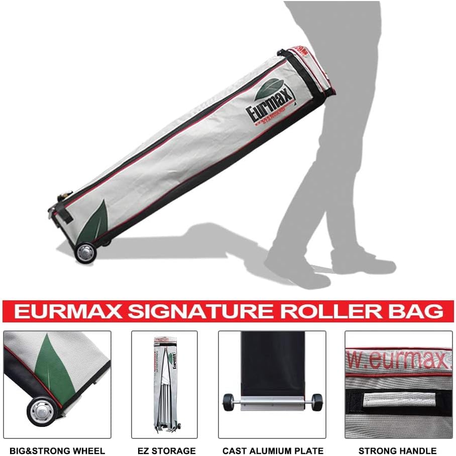 Eurmax USA 10x15ft Pop Up Canopy, Commercial Instant Tent for Outdoor Events, Patented No-Tip Rolling Storage Bag with 4 Sandbags,UV & Water Resistant,Heavy Duty Portable Shelter Gazebo,Forest Green