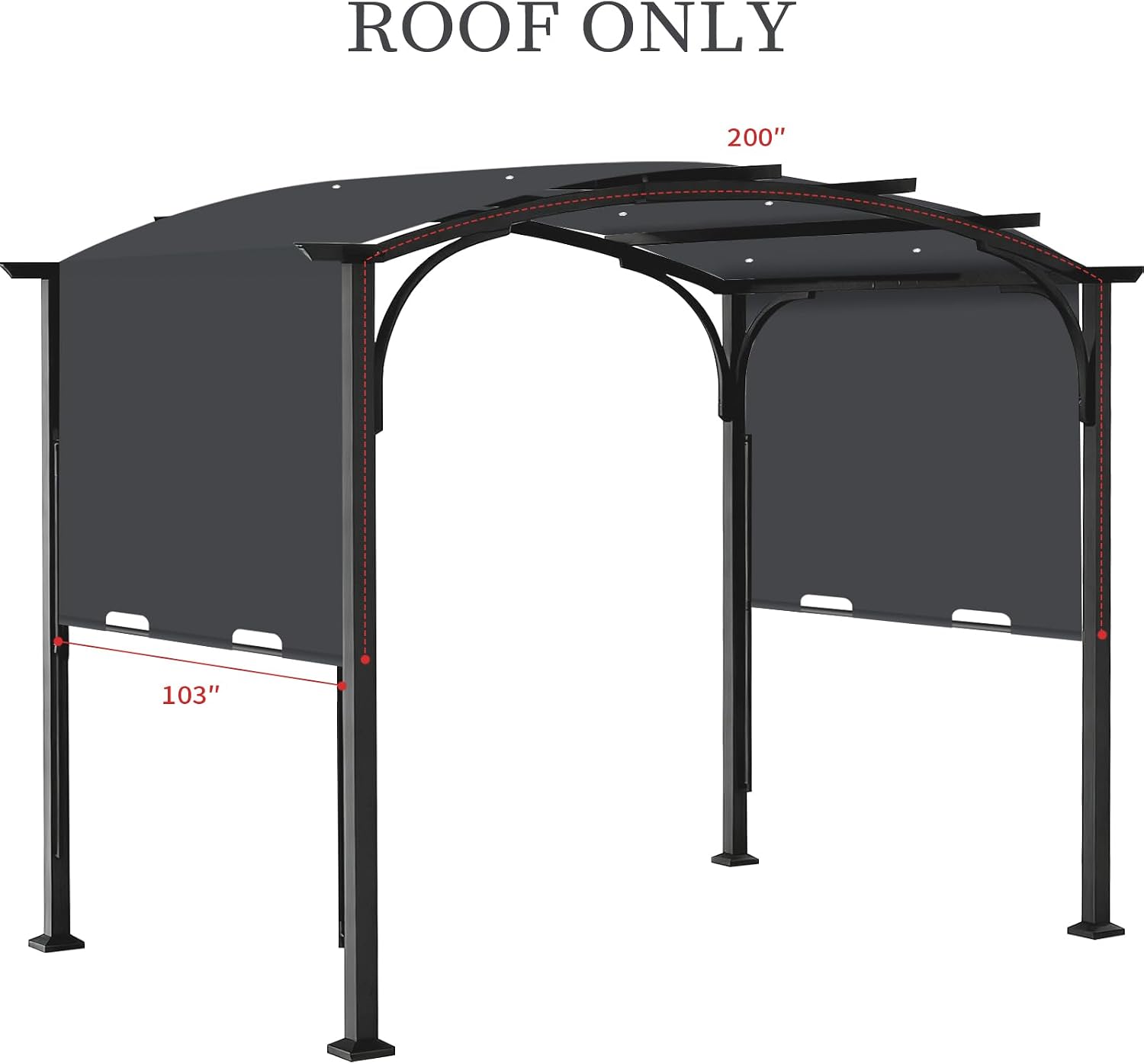 Pergola Canopy Replacement Cover for Lowe's Allen + Roth 10x10 Ft Freestanding Pergola, 200' x 103' Shade Cover, Compatible with Model #L-PG152PST-B,Cover Only (Dark Gray)