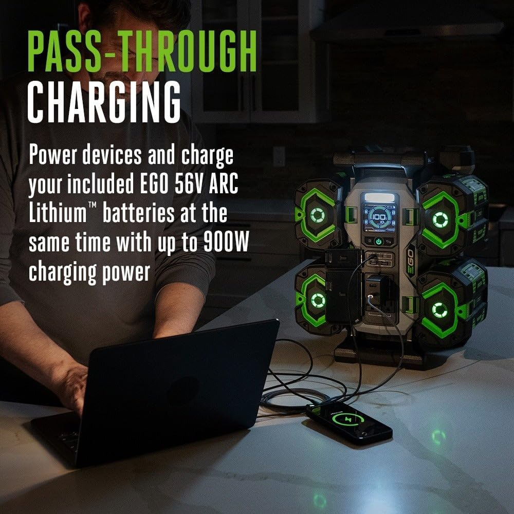 EGO POWER+ Portable Power Station, 1400W, Battery Powered, Inverter Generator for Home and Outdoor, Includes (2) 56V 6.0Ah Batteries and Charger - PST1405-2