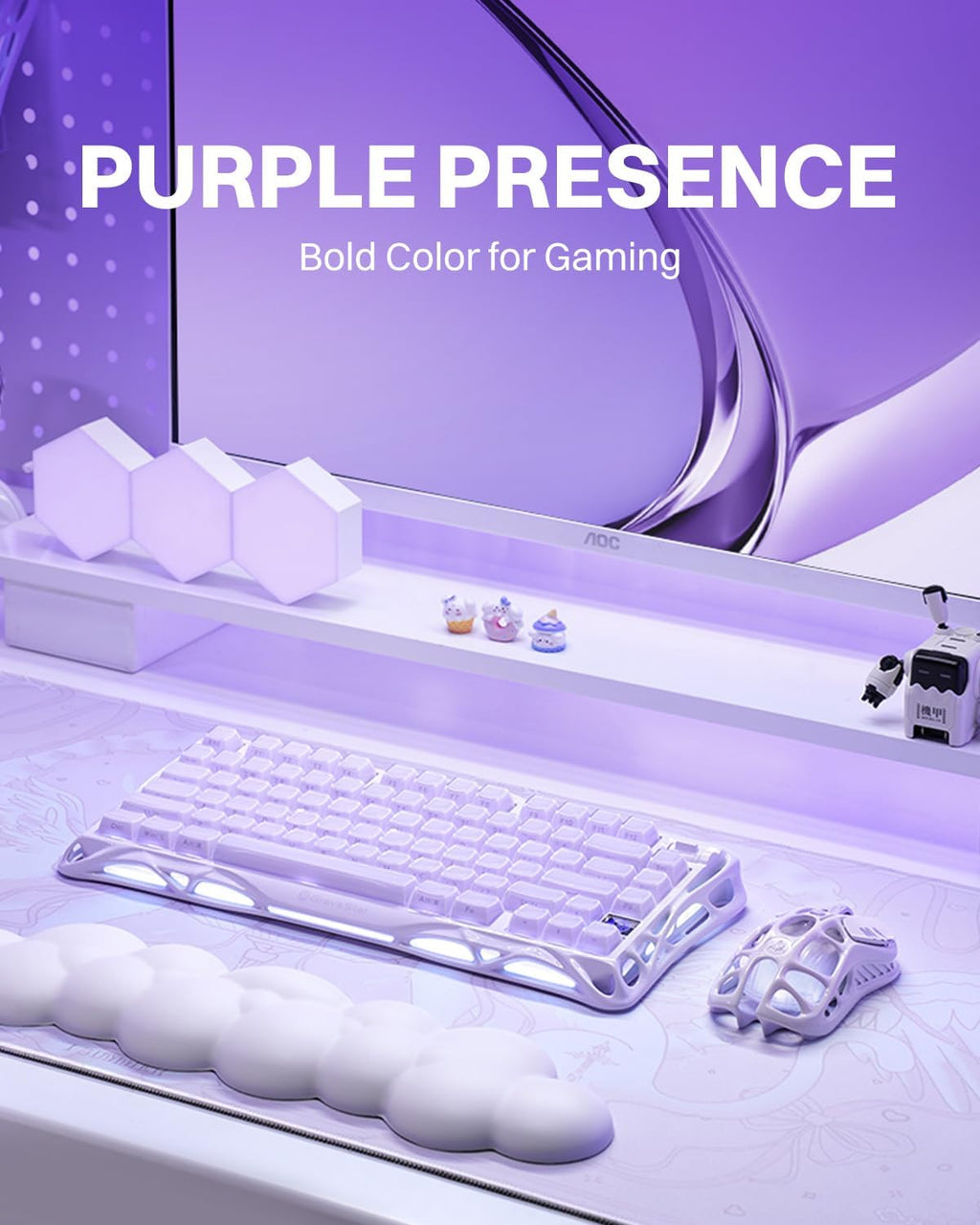 GravaStar Mercury K1 Purple 75% Wireless Mechanical Keyboard – Tri-Mode BT5.0/2.4GHz/USB-C Gaming Keyboard, Jelly Keycaps, Linear Switches, RGB Backlit Creamy Keyboard for PC/Mac, Cute & Stylish