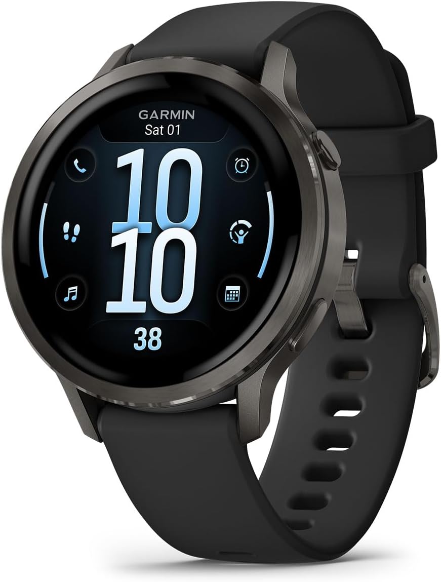 PlayBetter Garmin Venu 4 (Slate/Black, 41mm) Fitness GPS Smartwatch Bundle - AMOLED Display, Built-in Flashlight, Long Battery Life Portable Charger & HD Screen Protectors