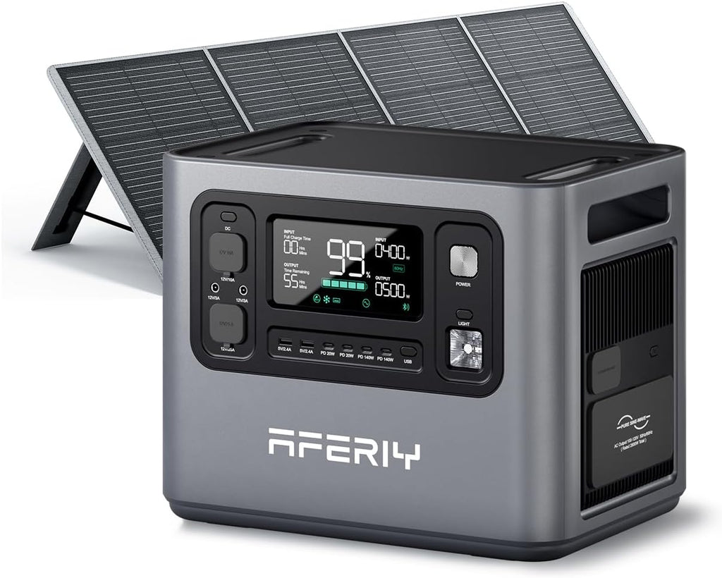 AFERIY P280 Portable Power Station 2800W (Peak 5600W) with 200W Solar Panel, UPS 2048Wh LiFePO4 Battery,Expandable to 10kWh,1800W AC Charging Less 38 mins,Solar Generator for Home Use,Camping,and RVs
