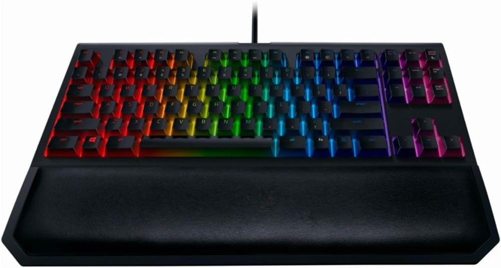 Razer BlackWidow TE Chroma v2 TKL Tenkeyless Mechanical Gaming Keyboard: Yellow Key Switches, Linear & Silent, Chroma RGB Lighting, Magnetic Wrist Rest, Programmable Macros, Classic Black