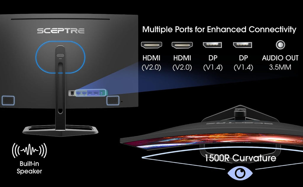 New Curved 27 inch Gaming Monitor 240Hz Plus FreeSync DP HDMI Build-in Speakers, Machine Black 2025