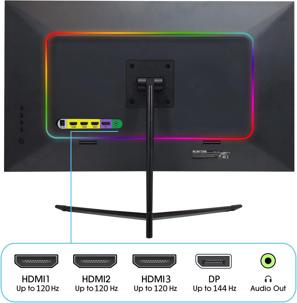 Sceptre 27-inch FHD 1080p IPS LED Gaming Monitor 1ms HDMI x3 DisplayPort up to 144Hz AMD FreeSync Premium Build-in Speakers, Edgeless Machine Black (E275B-FPN168)
