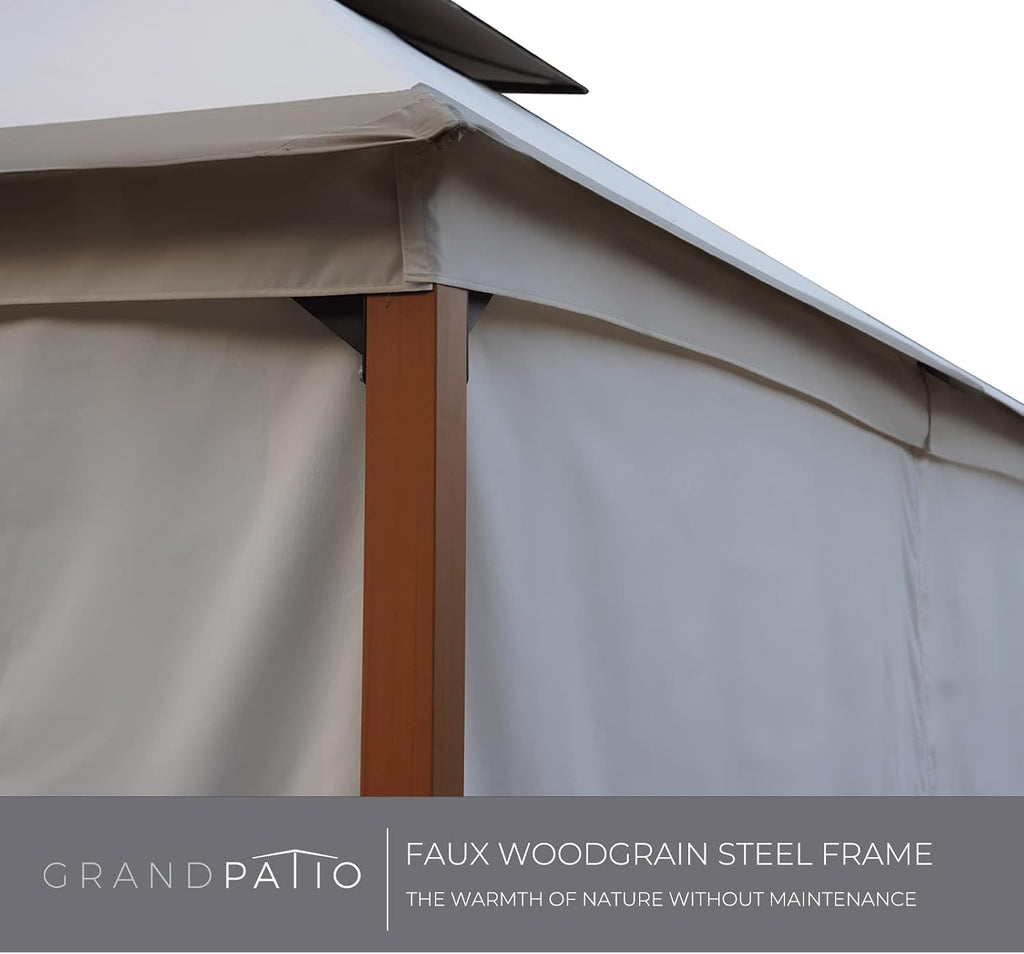 Grand Patio 10x13 FT Outdoor Double Quick Assembly Detachable Vent Soft Top Gazebo with Mosquito Netting and Curtains, 130 Sq Ft of Shade for Backyard and Garden, Beige