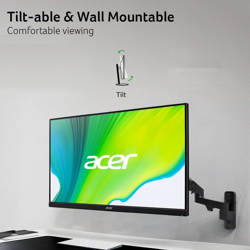 acer KB252Q E0bi 24.5' IPS Full HD (1920 x 1080) Zero-Frame Gaming Office Monitor AMD FreeSync Technology Up to 100Hz Refresh 1ms (VRB) Low Blue Light Tilt HDMI & VGA Ports