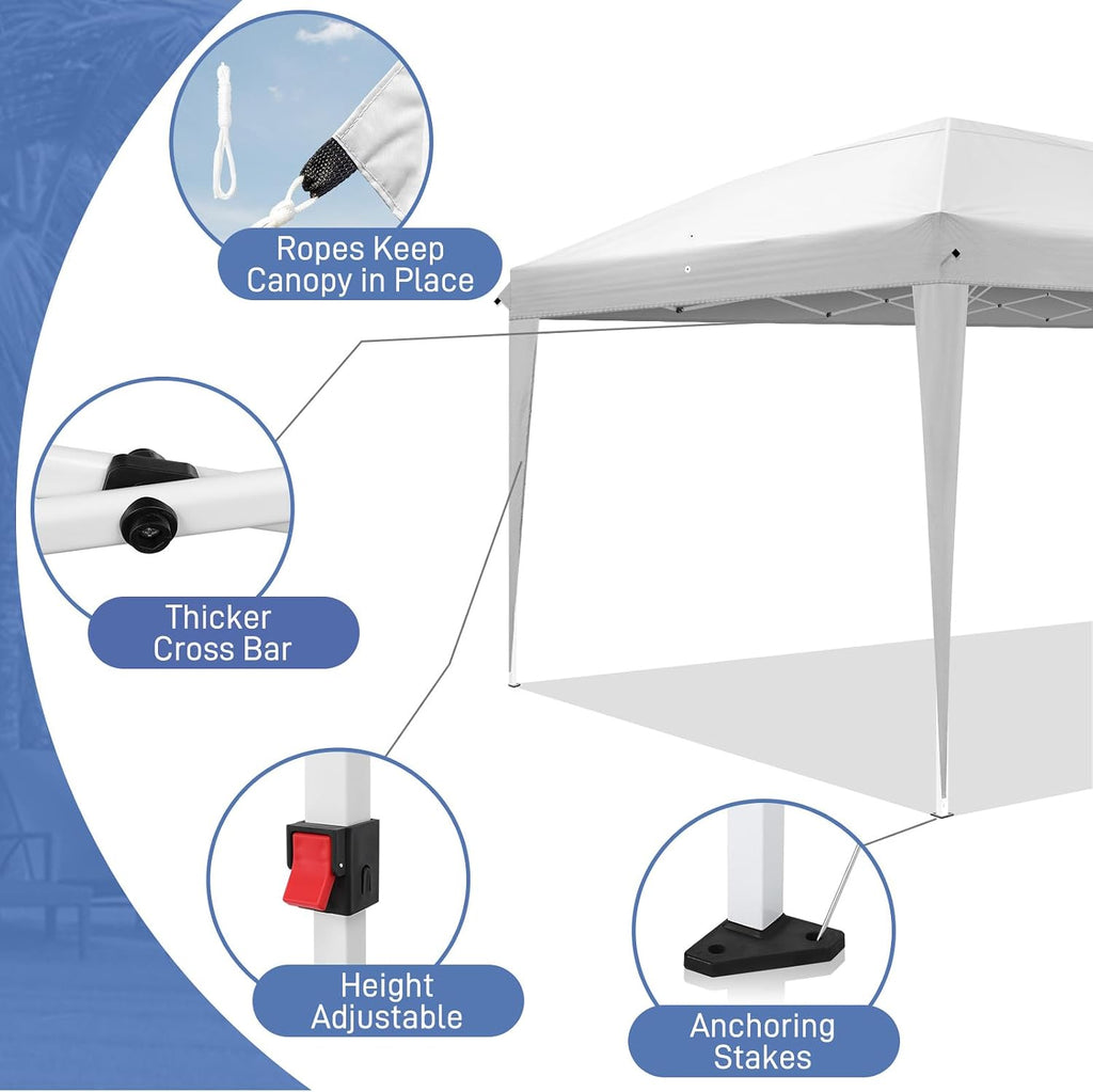VINGLI 10x20 ft Pop Up Canopy Tent with 6 Sidewalls with Carry Bag, Outdoor Gazebo Shelter, Patio Event Tent Outdoor Canopy Commercial Canopy(White)