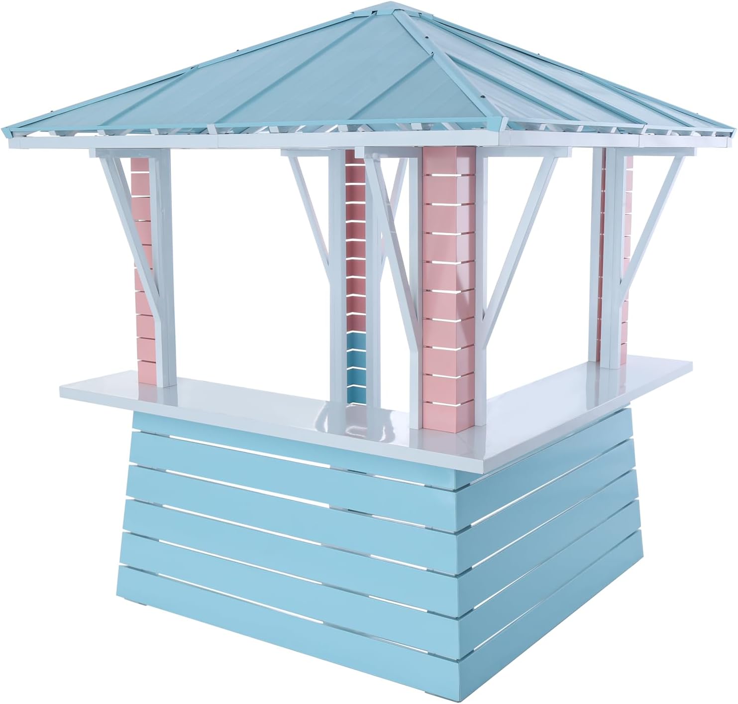 Modern Shade Hardtop Gazebo 8' x 8', Grill Gazebo with USB Charging Socket and Hooks, Outdoor Gazebo with 2 Open Sides, Coastal-Inspired Roof, Galvanized Steel Outdoor Bar for Swimming Pool, Backyard
