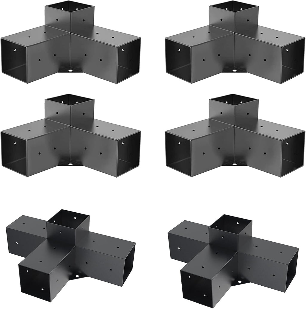 Pergola Kit, Pergola Brackets 3-Way Brackets and 4-Way Brackets Kit for Woodworks DIY Post Base, Wooden Beams for Gazebos, Patio Pergolas, Log Cabin Outdoor Pergola Hardware for 4x4 Lumber