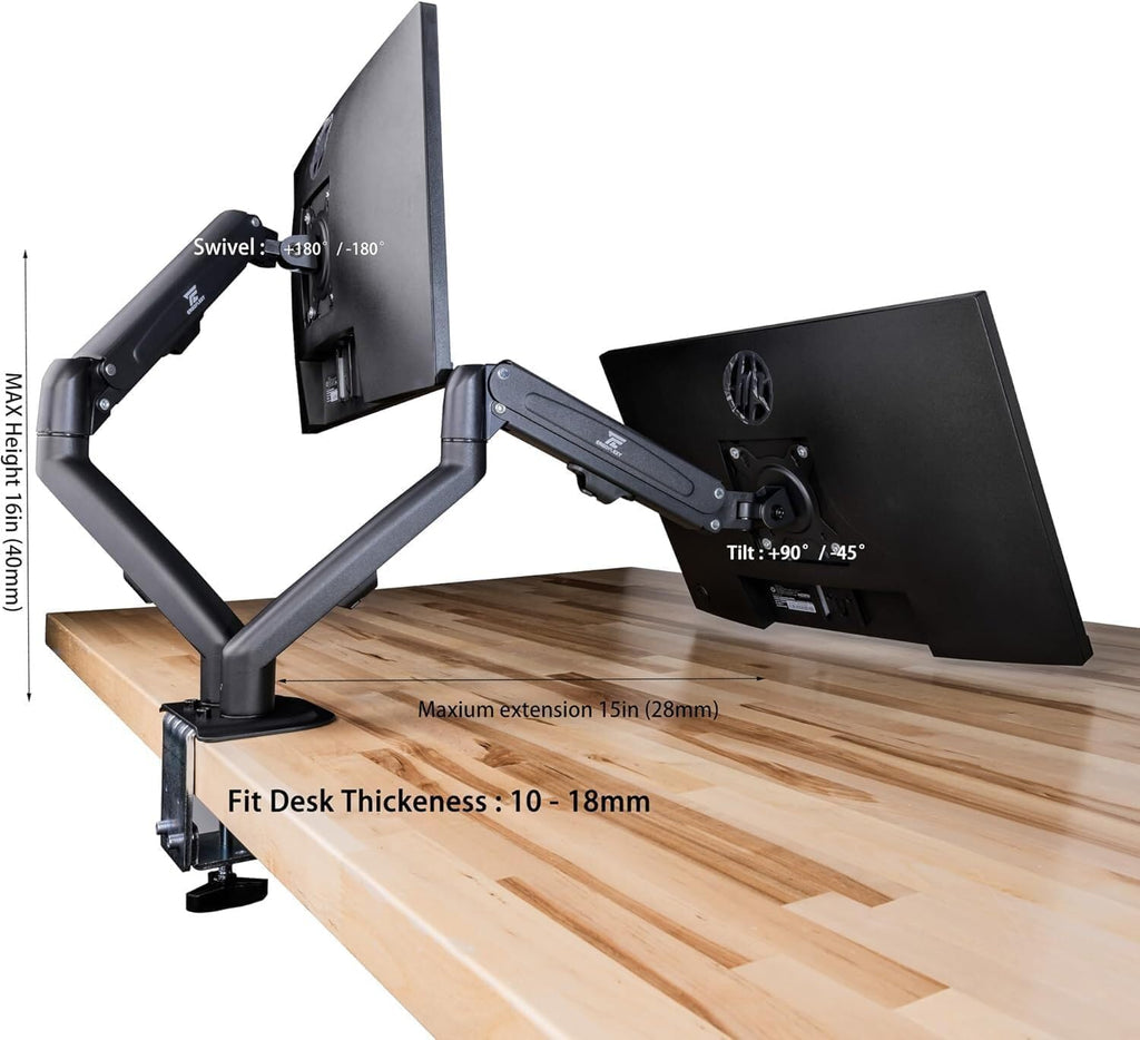 HP 24' Series 3 Pro 24' FHD Computer Monitor (1920x1080), 100Hz Anti-Glare Display, HDMI, VESA Mount, Black, Bundle with dockztorm hub and ErgoFlexy Dual Monitor Mount. (2Pack)