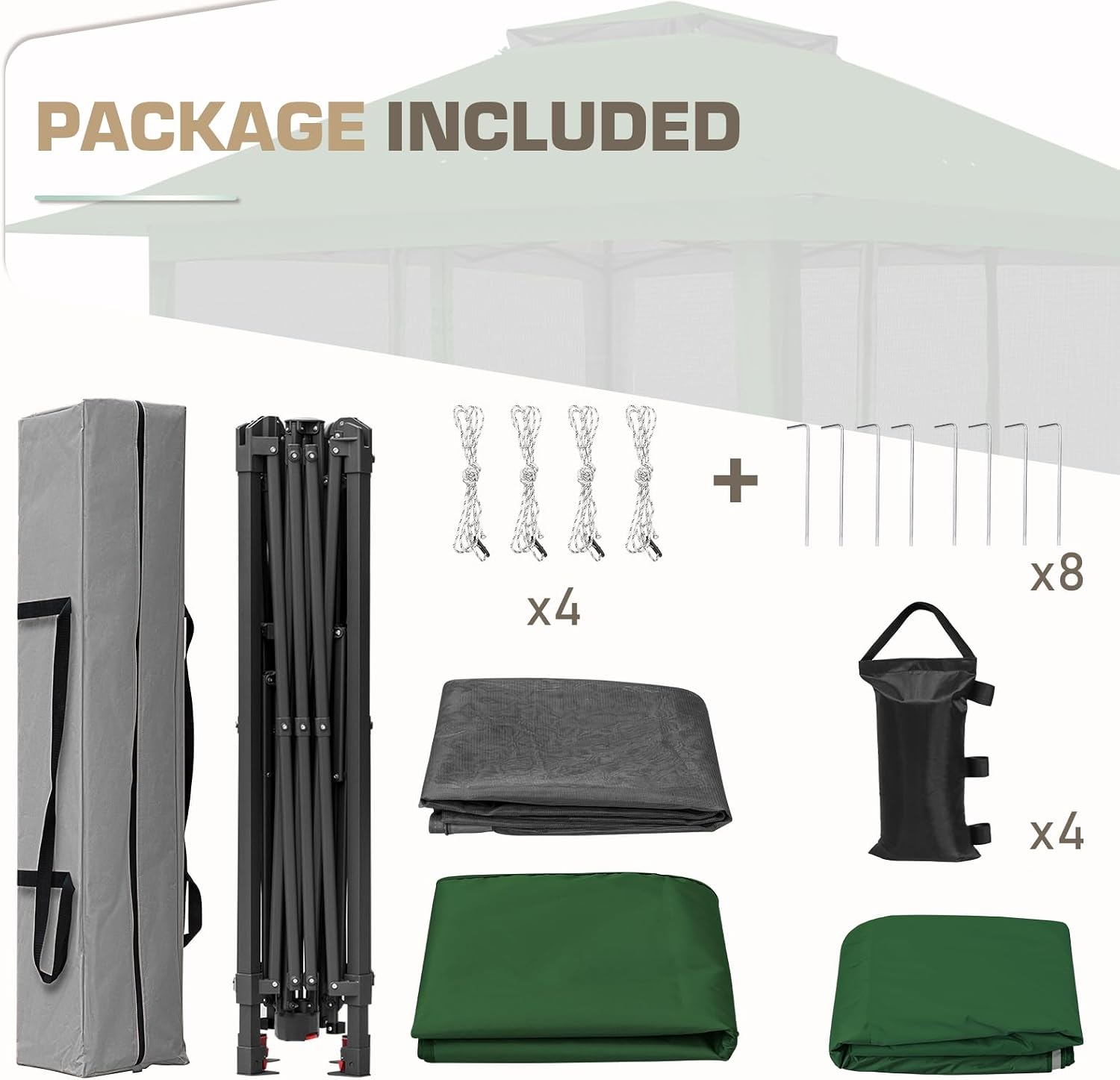EAGLE PEAK 13x13 Pop Up Gazebo with Mesh Netting, Easy Up Screened Canopy for Patio and Backyard, Easy Set up Outdoor Gazebo (Green)