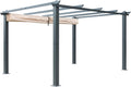 BlueWish 10'x10' Metal Pergola, Pergolas and Gazebos with Upgraded Retractable Canopy, Pergola with Thickened Post for Backyard Deck, Pergolas for Patios Sun Shade Shelter, Beige