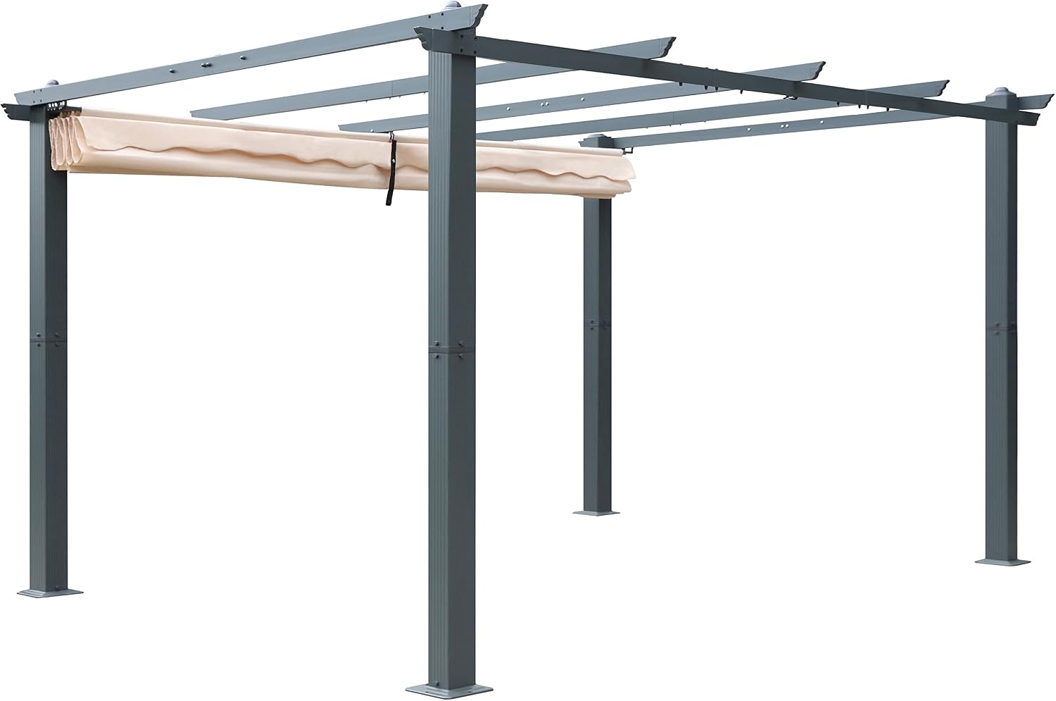 BlueWish 10'x10' Metal Pergola, Pergolas and Gazebos with Upgraded Retractable Canopy, Pergola with Thickened Post for Backyard Deck, Pergolas for Patios Sun Shade Shelter, Beige