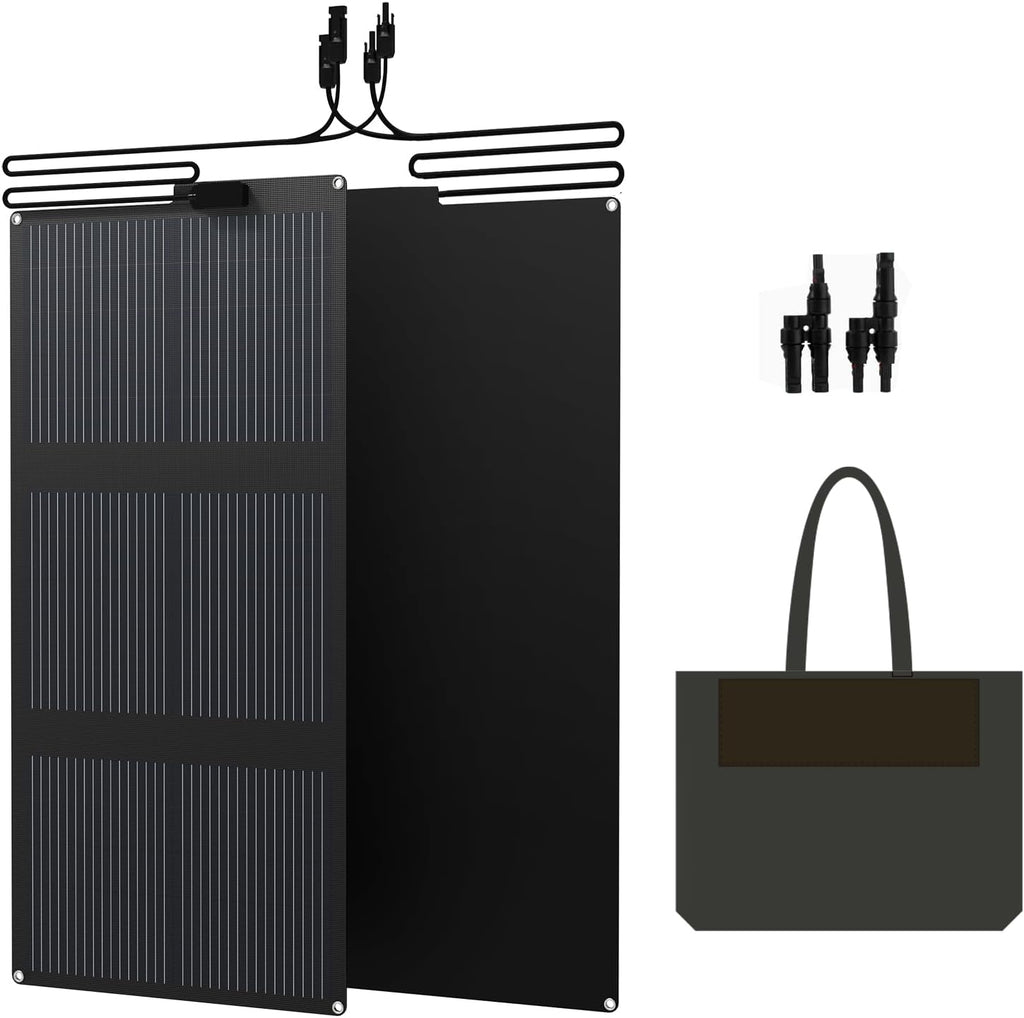 FlexSolar 120W (2-Pack 60W) N-Type Solar Panel, 25% High Efficiency, IP67 Waterproof, Half-Cut Cell, Lightweight Parallel Charger for RV, Camping, Off-Grid & Portable Power Station