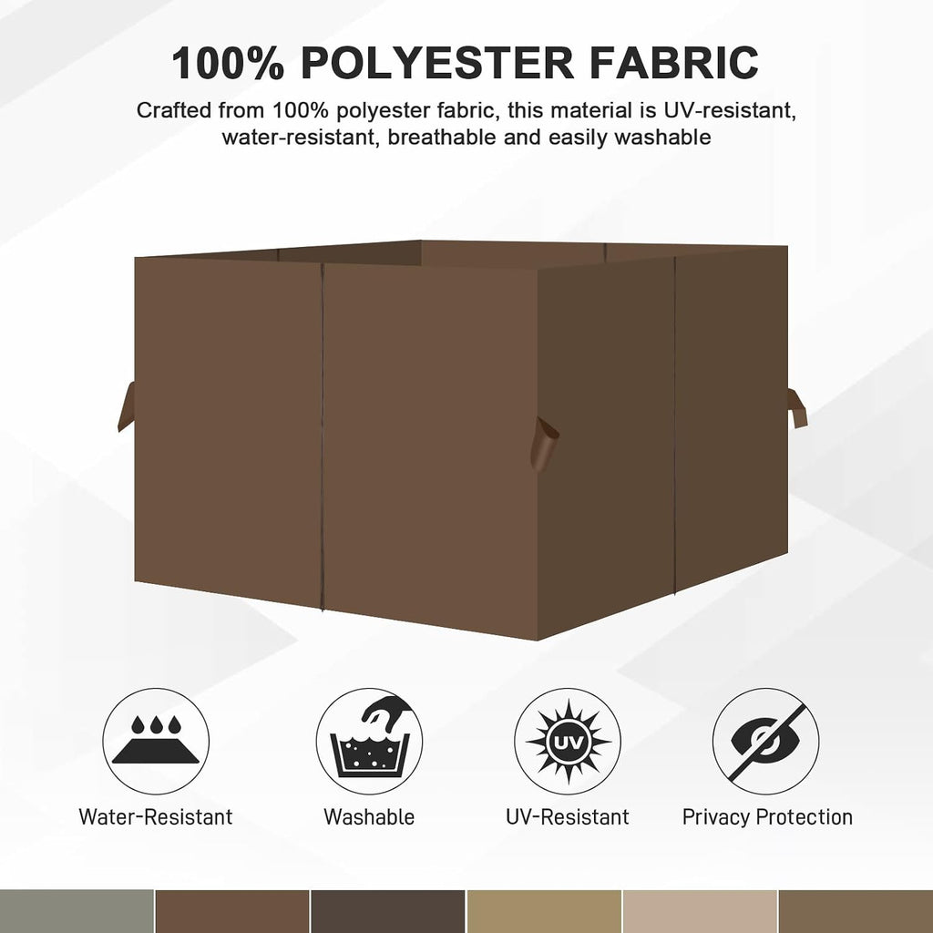 Aoodor 12x14 ft Outdoor Gazebo Curtains, 4 Panels Waterproof Privacy Sidewall Replacement with Zipper for Patio Pergola and Canopy, Brown