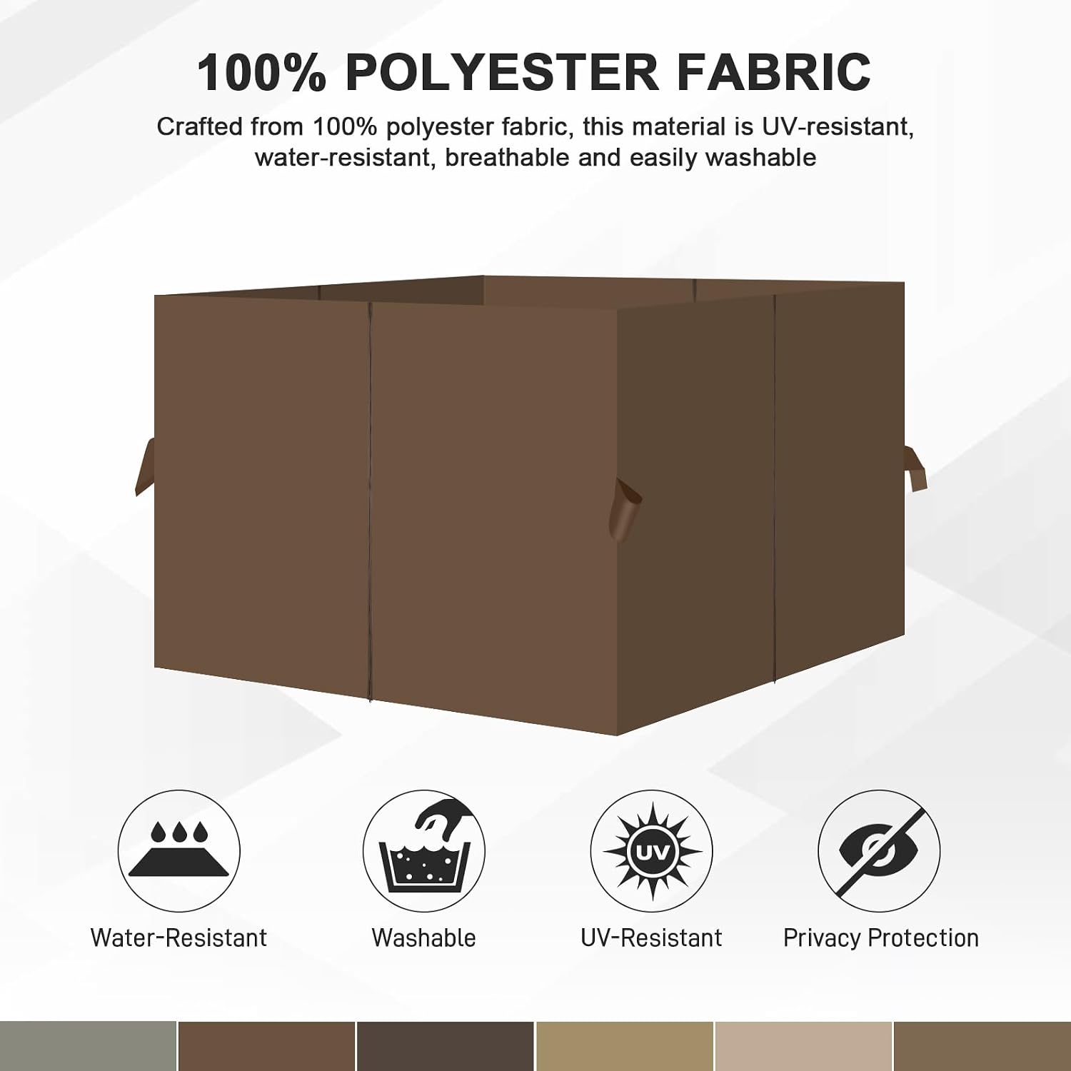 Aoodor 12x14 ft Outdoor Gazebo Curtains, 4 Panels Waterproof Privacy Sidewall Replacement with Zipper for Patio Pergola and Canopy, Brown
