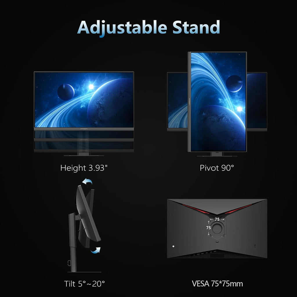 INNOCN 24.5' QHD 2K 1440P 240Hz Gaming Monitor for PS5, Xbox Console, PC Computer, IPS HDR400 1Ms HDMI 2.1, DisplayPort, Low Blur, Height/Pivot Adjustable Stand, Black - 25G2S Plus