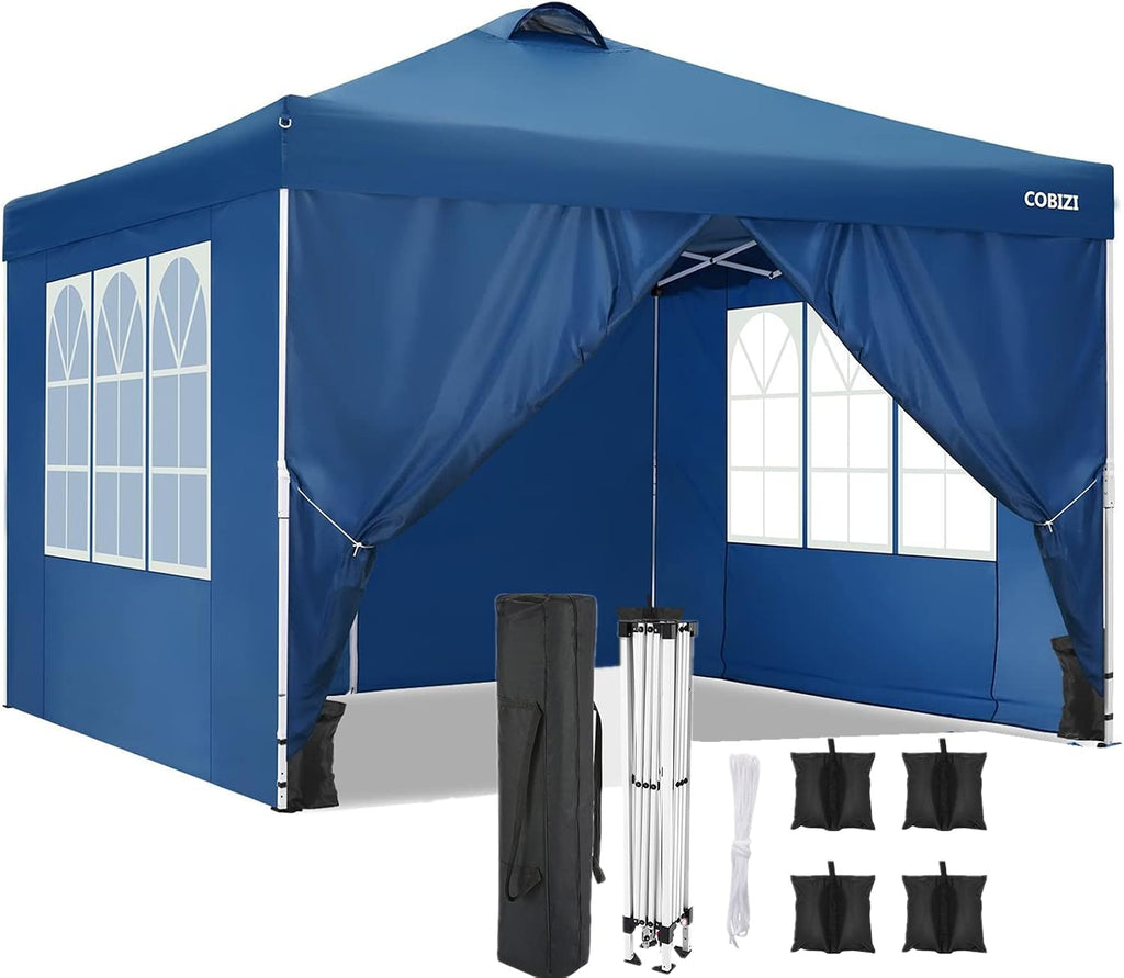 Canopy 10x10 Waterproof Pop up Tent with 4 Sidewalls, Outdoor Event Shelter Sun Shade Party Commercial with Air Vent, 4 Weight Bags, Carry Bag