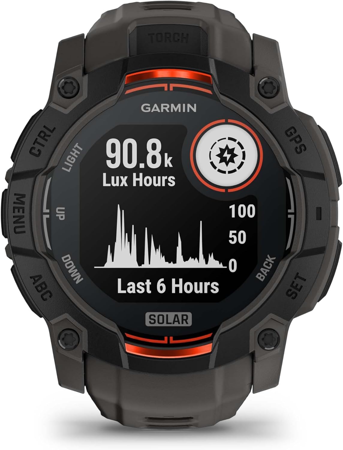 Garmin Instinct 3 Solar 50 mm, Rugged Outdoor GPS Smartwatch, Built-in Flashlight, Up to 40 Days of Battery Life, Black with Charcoal Band Bundle