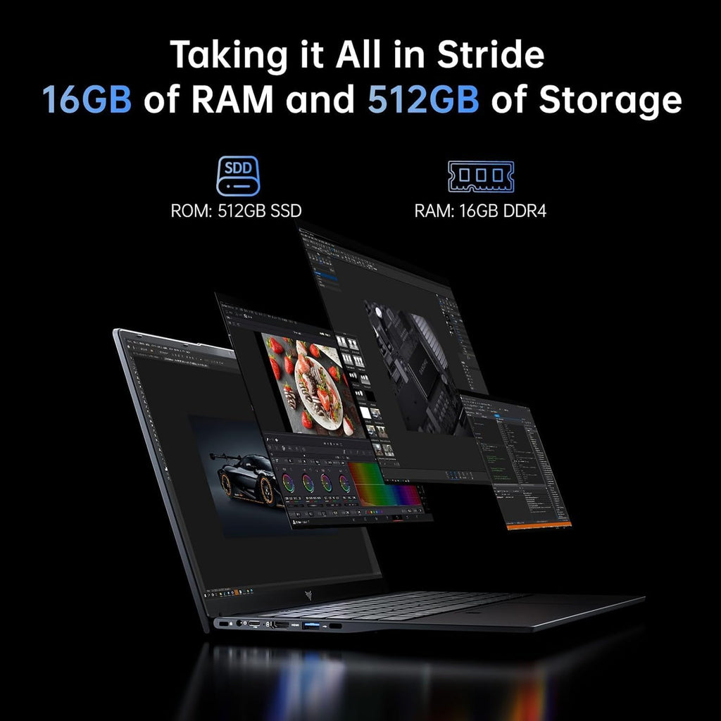Gaming Laptop with AMD Ryzen 4300U Processor, 15.6' FHD Screen Laptop Computer with Radeon Graphics, 16GB RAM 512GB ROM Laptops Work Student Windows 11 Laptop, Wi-Fi, Type-C, HDMI, Webcam Cover Slide