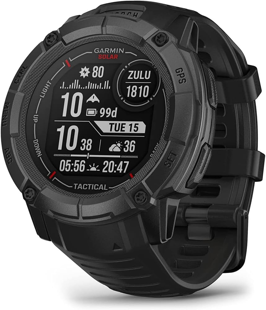 Garmin Instinct 2X Solar - Tactical Edition, Solar Charging, Rugged GPS Smartwatch, Built-in Flashlight, Ballistics Calculator, Black 010-02805-13 Bundle with 2 YR CPS Enhanced Protection Pack
