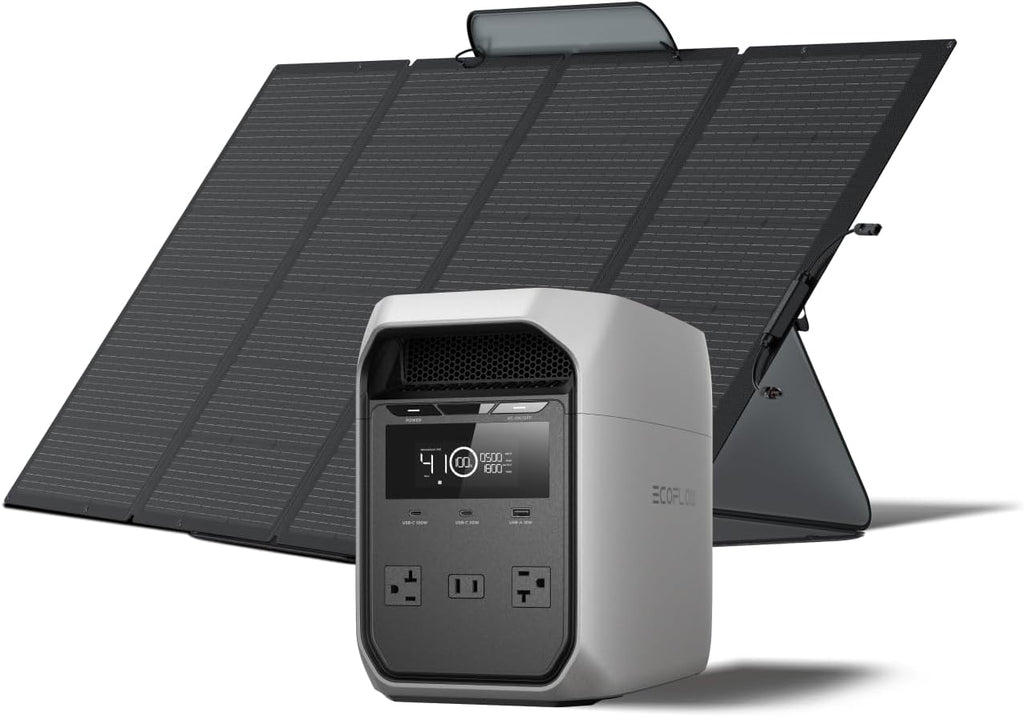 EF ECOFLOW Solar Generator DELTA 3 Classic 1024Wh with 400W Solar Panel,1800W AC/100W USB-C Output (3600W Surge), LiFePO4 Battery Portable Power Station, 1 Hr Fast Charge for Home, outdoor