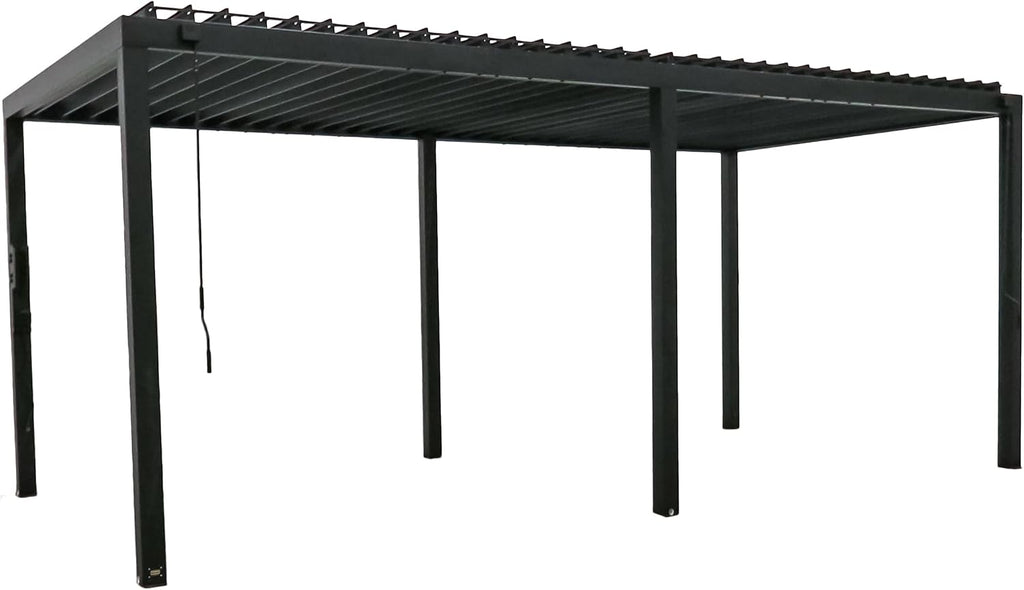 Backyard Discovery Sarasota 20' x 10' Galvanized Steel Louvered Pergola Kit with Adjustable Roof, Shade, Rain Protection, High-Wind Rating, Gutter System for Outdoor Patio, Garden, Deck, Entertaining