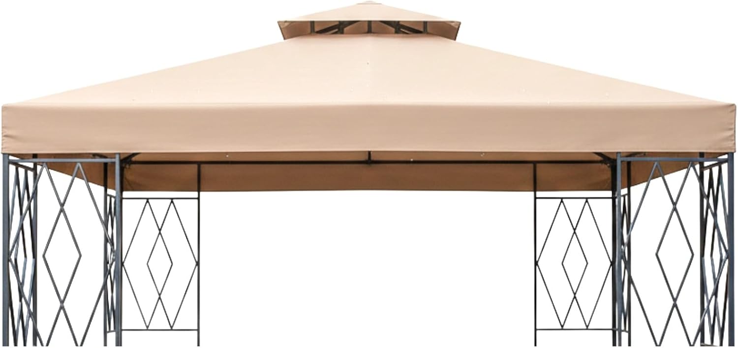 Garden Winds Reinforced Replacement Canopy Top Cover Compatible with The Diamonds 10' x 10' Gazebo - Classic Sand, Riplock 350