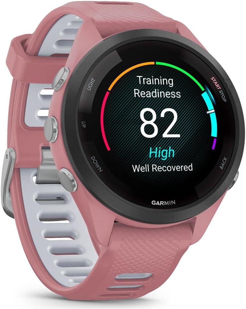 Garmin 010-02810-05 Forerunner 265S GPS Smartwatch Light Pink/Whitestone | Official USA Partner Model | Bundle with Deco Essentials Exclusive 26 Month CPS Enhanced Protection Pack