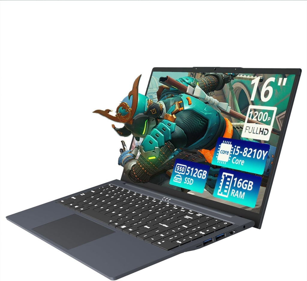 KUMNOSAL Laptop, 16 Inch Laptop Computer i5 (Up to 3.6GHz) for 16GB RAM 512GB SSD, FHD 1920 * 1200p, UHD Graphics 617,180° Opening, Backlit Keyboard with Numeric Keypad Lap Top for Business Student