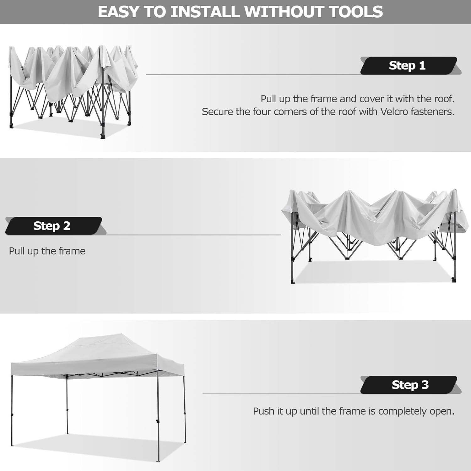 COBIZI 10x15 Pop up Canopy Gazebo 3.0, Easy up Heavy Duty Canopy with 4 Removable Sidewalls, High Stability, All Weather Sunshade 100% Waterproof Outdoor Canopy Tents, White