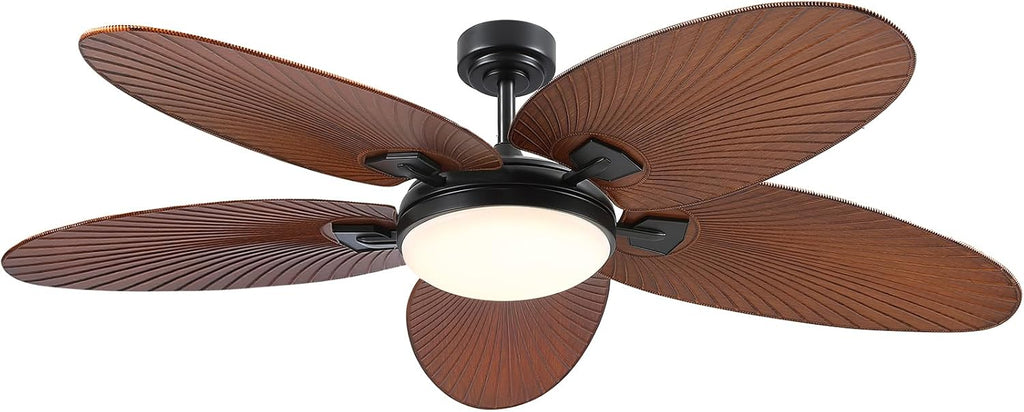 PHORUS 62' Large Waterproof Outdoor Palm Leaf Ceiling Fans with Lights and Remote,Wet Rated Tropical Ceiling Fans Light for Patios Porch Gazebo Pergola,6 Speeds Reversible