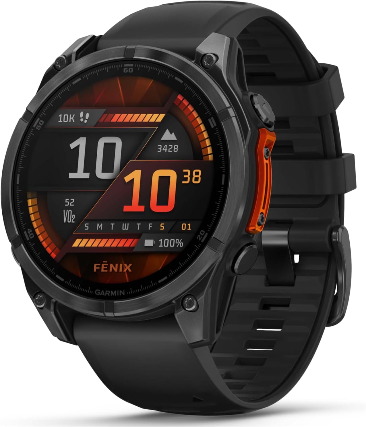 Garmin Fenix 8 – 47 mm, AMOLED Multisport GPS Smartwatch, Slate Gray with Black Silicone Band, Built-in LED Flashlight, Voice Control White Earbuds Bundle