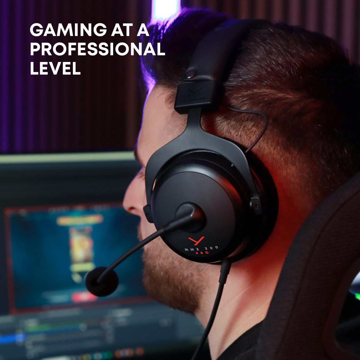 beyerdynamic MMX 300 PRO Closed Gaming Headset with Stellar.45 Driver and Condenser Microphone, Wired Gaming Headset Suitable for PC, Gaming Console, PS, Switch. Handmade in Germany, Black