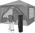 COBIZI 10x10 Pop Up Canopy Tent with 4 Sidewalls Party Tents for Parties Weddings Backyard Waterproof Commercial Instant Outdoor Events Tent with Stakes, Ropes（10 x 10 ft Gray
