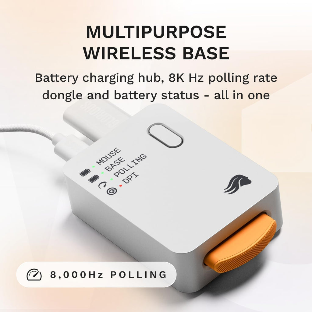 GLORIOUS Gaming Model D3 Wireless Gaming Mouse - InfinitePlay Swappable Battery, 130H Battery Life, 8k Polling, 130M Optical Switches, Ultralight 69g, 30K DPI Optical Sensor, RGB - White