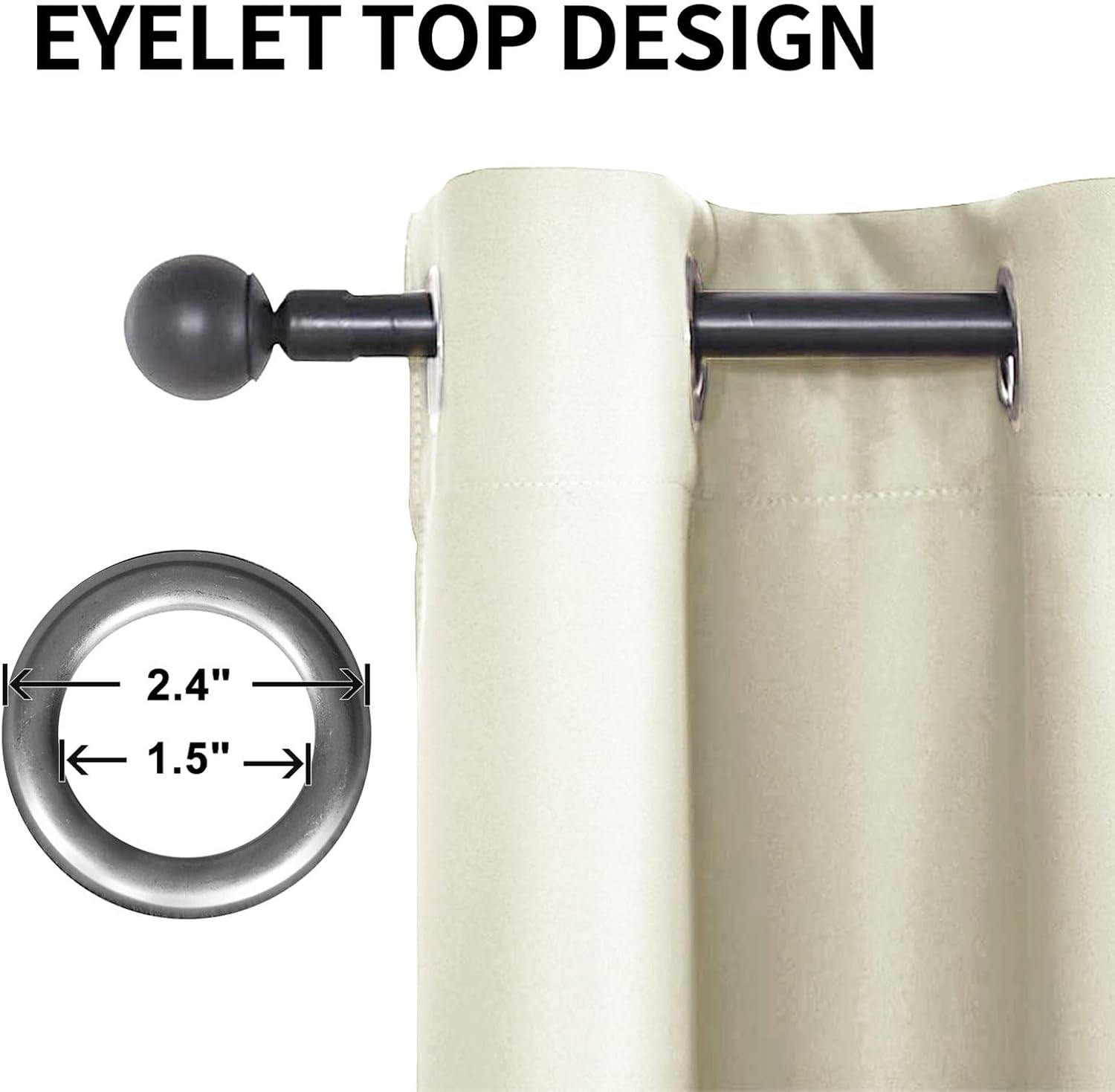 Outdoor Curtains for Patio 119x131in, Gazebo Curtains Outdoor Waterproof, Blackout Waterproof Outside Curtains for Porch Pavilion Gazebo Weatherproof Wind Resistant